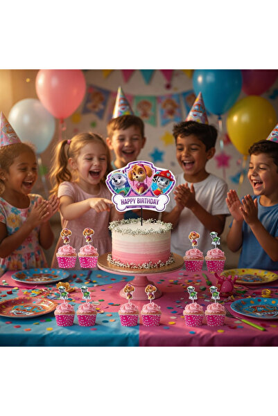DODOMAR PAW Patrol Skye Cake Topper Set Pasta Kürdanı Cupcake Kabı Doğum Günü...