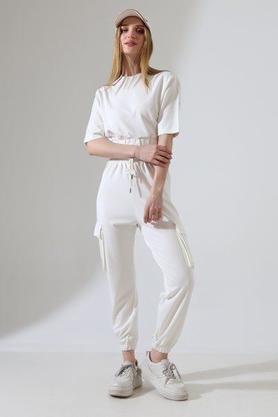 Generic Brand Women's Crop Cargo Pocket Jogging Tracksuit Set