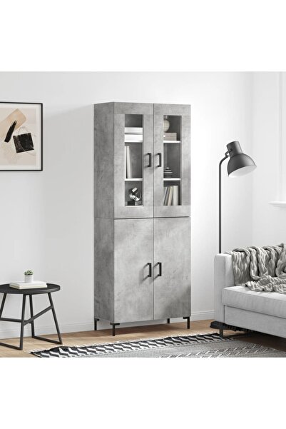 Concept Dulap înalt, gri beton, 69,5x34x180, lemn compozit