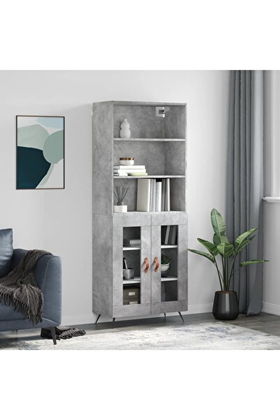 Concept Dulap înalt, gri beton, 69,5x34x180, lemn compozit