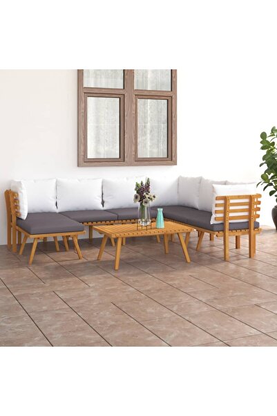 Concept Set mobilier de grădină cu perne, 8 piese, lemn masiv acacia