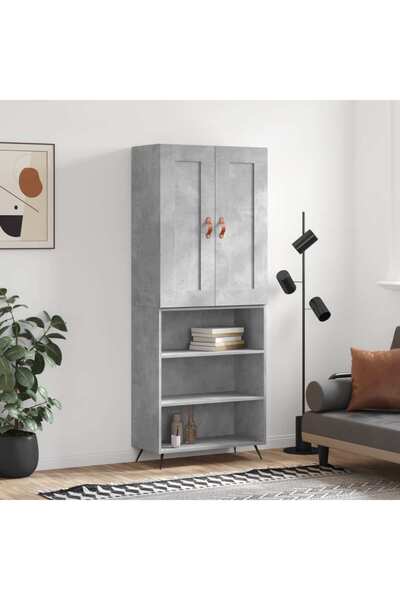 Concept Dulap înalt, gri beton, 69,5x34x180, lemn compozit
