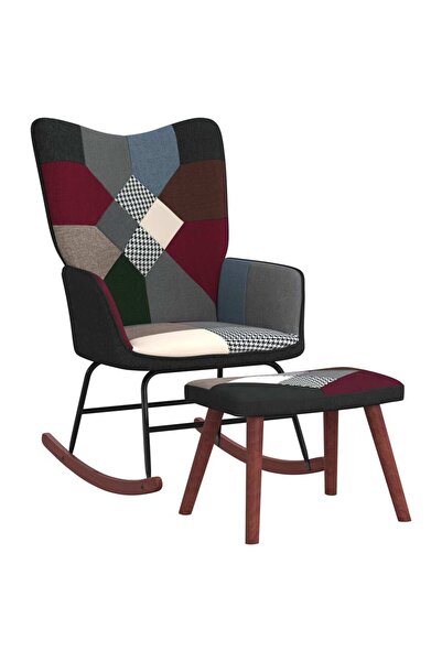 Concept Scaun balansoar cu taburet, material textil, petice