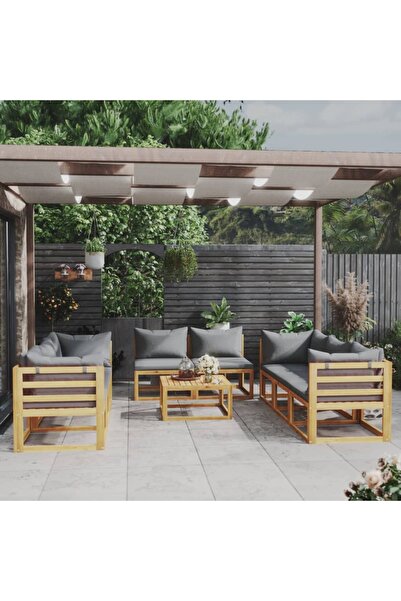 Concept Set mobilier grădină cu perne, 9 piese, lemn masiv acacia