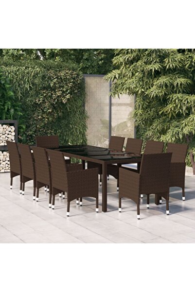 Concept Set mobilier de grădină, 11 piese, maro, poliratan