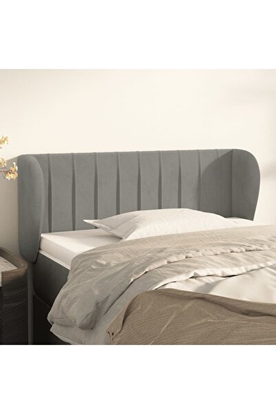 Concept Tăblie de pat cu aripioare gri deschis 93x23x78/88 cm catifea