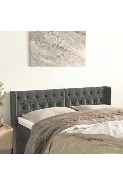Concept Tăblie de pat cu aripioare gri închis 147x16x78/88 cm catifea