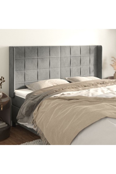 Concept Tăblie de pat cu aripioare gri deschis 163x16x118/128cm catifea