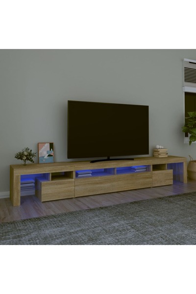 Concept Comodă TV cu lumini LED, stejar sonoma,260x36,5x40cm