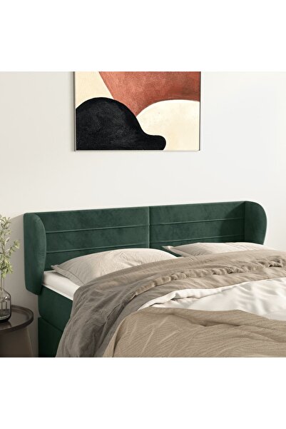 Concept Tăblie de pat cu aripioare verde închis 147x23x78/88 cm catifea