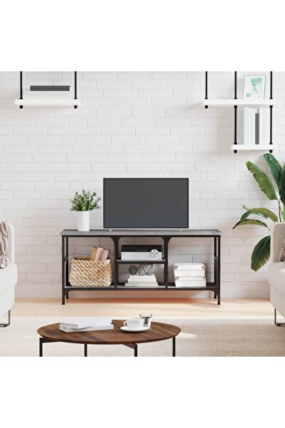 Concept Comodă TV, sonoma gri, 100x35x45 cm, lemn prelucrat & fier