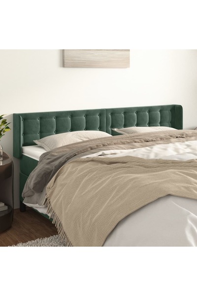 Concept Tăblie de pat cu aripioare verde închis 163x16x78/88 cm catifea