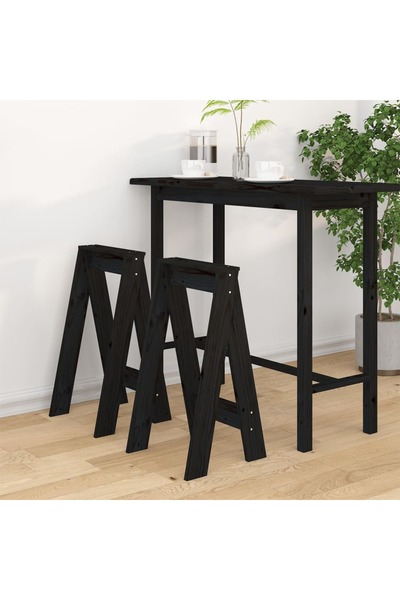 Concept Scaune, 2 buc., negru, 40x40x75 cm, lemn masiv de pin