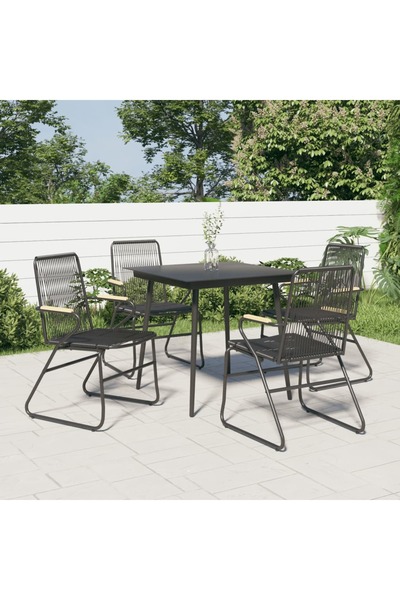 Concept Set mobilier de grădină, 5 piese, negru, ratan PVC