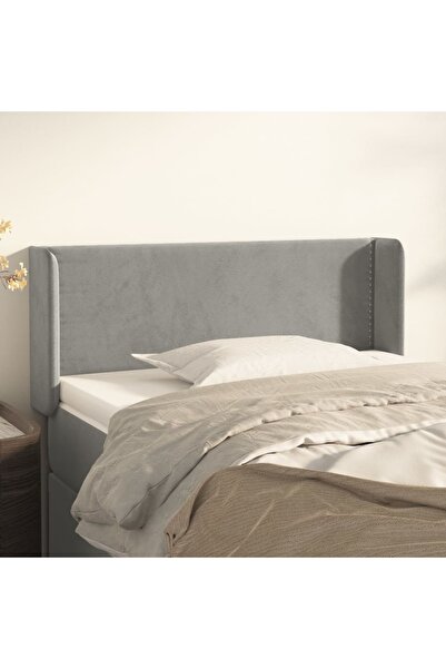 Concept Tăblie de pat cu aripioare gri deschis 93x16x78/88 cm catifea