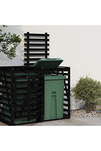 Concept Extensie depozitare pubelă de gunoi, negru, lemn masiv de pin