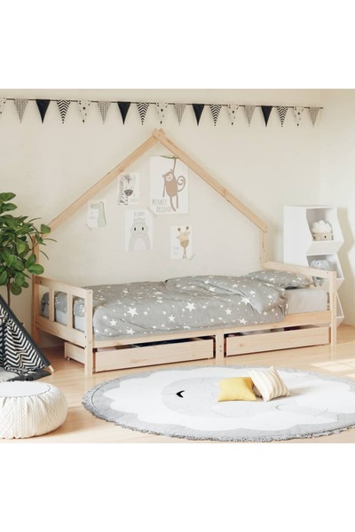 Concept Cadru de pat cu sertare de copii, 90x200 cm, lemn masiv pin