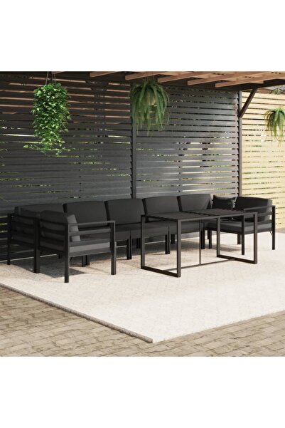 Concept Set mobilier de grădină cu perne, 8 piese, antracit, aluminiu