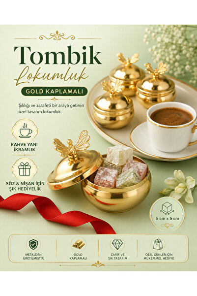 Fiyakalı Ürünler Atölyesi 6'lı Gold Kelebekli Tombik Lokumluk, Çay Ve Kahve Y...