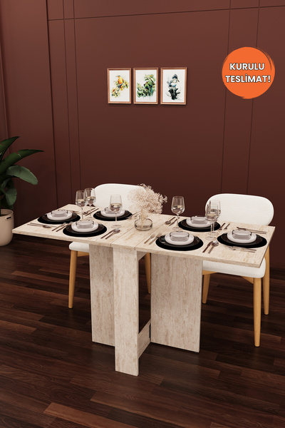 asratrend Lüks Katlanır Mutfak Yemek Masası %100 MDF Pratik Çalışma Masası KM32
