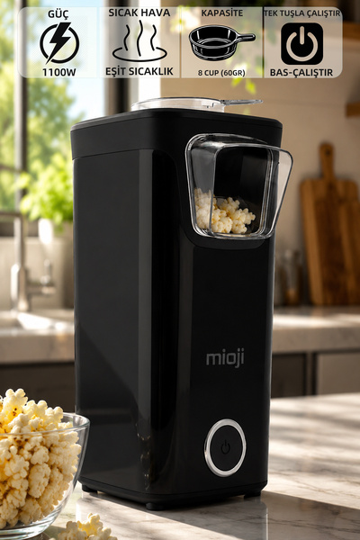 Mioji Mio Popx1 Oil-Free Compact Popcorn Maker - Black
