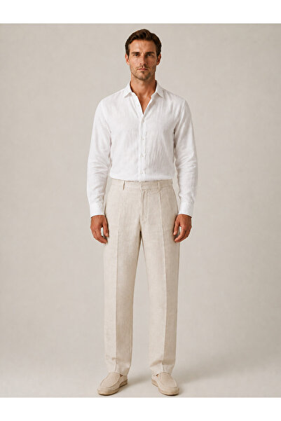 Xint Erkek Naturel %100 Keten Regular Fit Pantolon