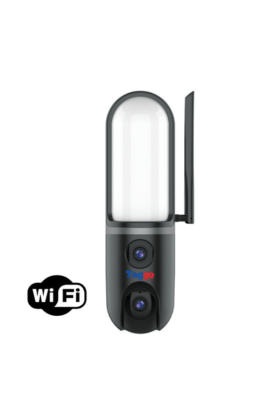 Taggo Cameră de supraveghere cu lampă LED, WIFI, 2 obiective, vedere nocturnă...