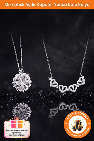 Lucente Jewellery 925 Ayar Mıknatıslı Açılır Kapanır Kalp Yonca Gümüş Kaplama...