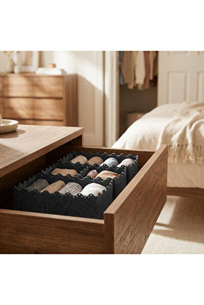 Less Home Felt Retro Drawer Organizer Set of 4 Black