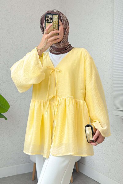 Salih Çelebi İp Bağcıklı Modal Kimono 2389 - SARI