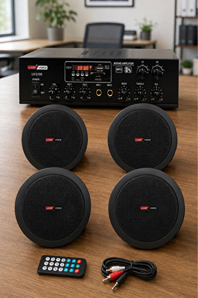 Lastvoice Black Small-5 Tavan Hoparlör Ve Anfi Ses Sistemi Paketi ( 1 Anfi 4 ...