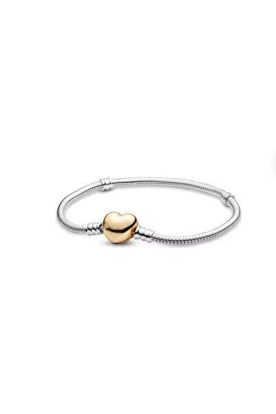 Lines Bijuteri Moments Gold Renk Kalp Klipsli Bileklik