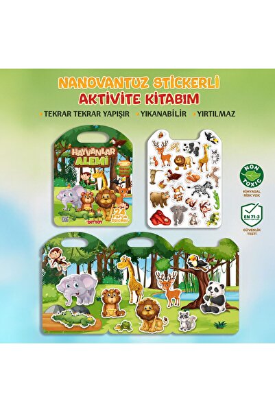 Diytoy Nano Vantuzlu Bitmeyen Sticker Seti - Yıkanabilir, Yırtılmaz Eğitici T...