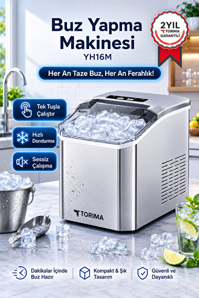 Torima Portatif Taşınabilir Hızlı Buz Yapma Makinesi YH16M Gümüş
