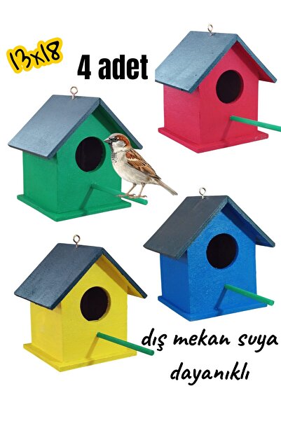 değerli hobi Ahşap Kuş Yuvası Kuş Evi 4 Adet 13x18
