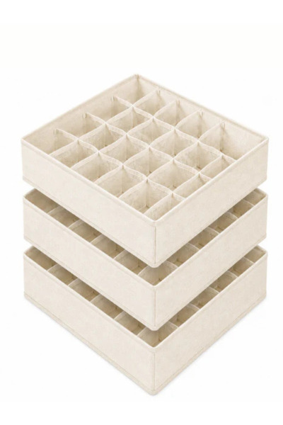 OEM Organizator sertar textil premium, cu 24 compartimente, 31 x 31 x 10 cm -bej