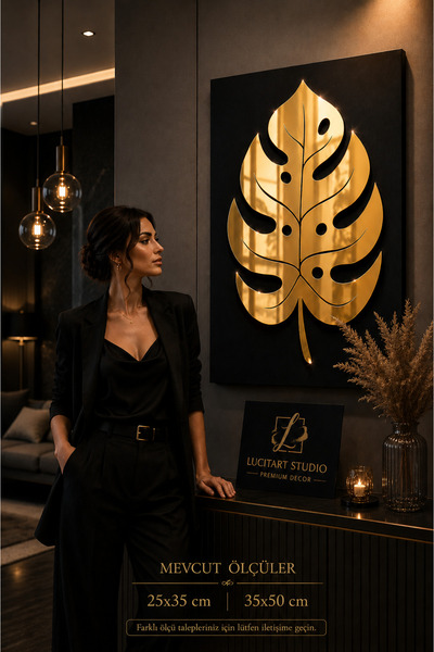LucitART Premium Gold Mirrored Plexiglass Διακοσμητικό Τραπέζι Τοίχου με Φύλλ...