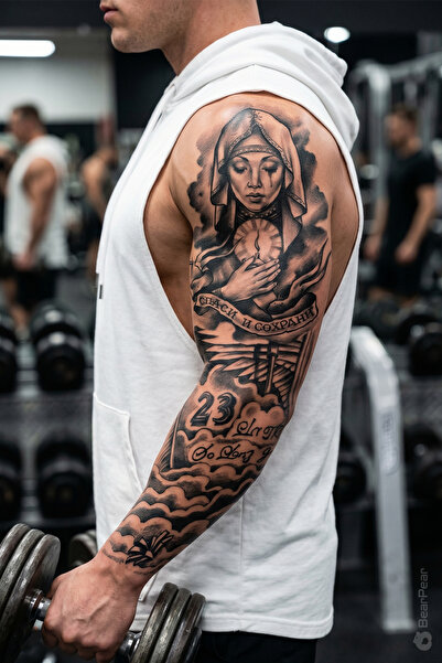 BP Tattoo Rahibe Dövmesi Kol Kaplama Geçici Kol Dövmesi