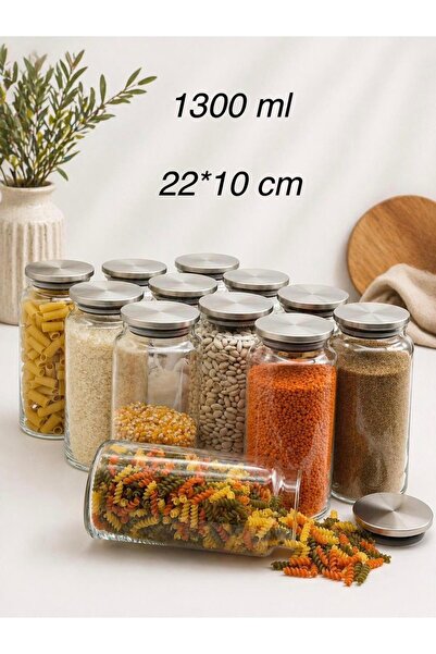 LİNGO HOME 12 Pieces 1300 Cc - Stainless Vacuum Jar with Metal Lid - Storage ...