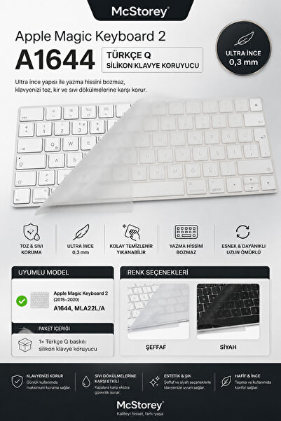 Mcstorey Apple Magic Keyboard-2 Klavye Koruyucu Türkçe Q Baskılı Silikon Kılı...