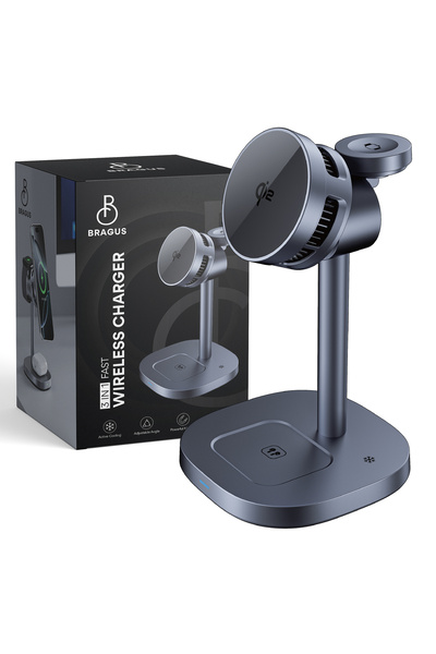 BRAGUS Incarcator Wireless 3 in 1, Incarcare Simultana 3 Dispozitive, Functie...