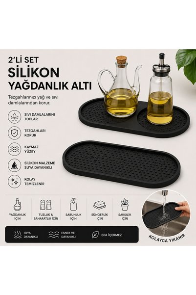 keyfisepet en keyifli sepet İkili Silikon Kaymaz Yağdanlık Altlığı Tepsisi Sunum tepsisi