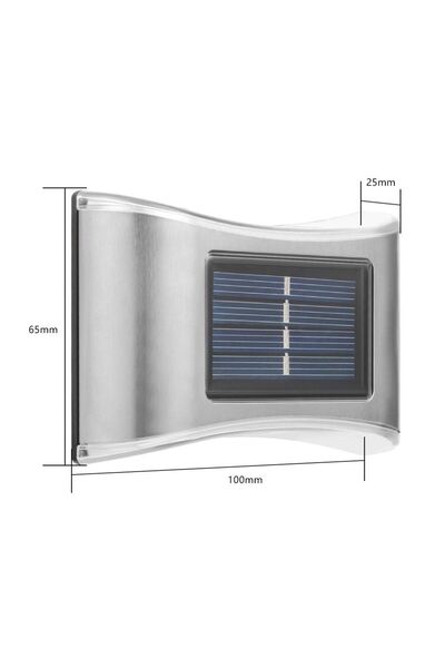 eMazing Set de lumini solare LED, 4 bucăți, ABS/Policarbonat, rezistență la apă IP65, 6 LED-uri, pentru perete, trepte, borduri, terasă, 1.2V, 600mAh, 10 x 6.5 cm, alb rece, gri