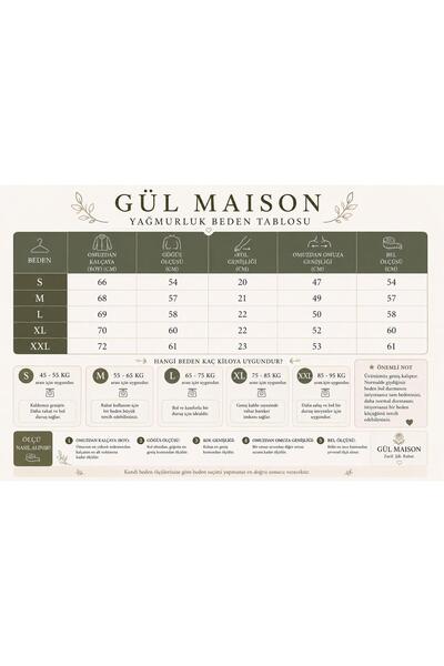 Gül Maison Women's Waterproof Oversized Raincoat with Hood, Stylish Design