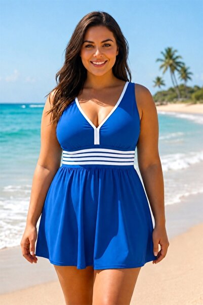 FashionForYou Κοντό εξώπλατο φόρεμα παραλίας MIRENA, Μεγάλα Μεγέθη - Batal, Γ...