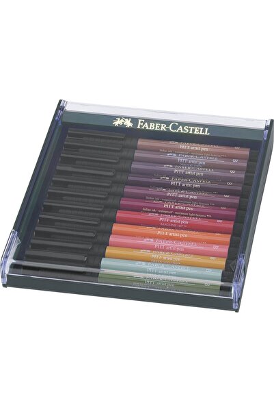 Faber Castell Cutie cu 12 culori Pixuri de artist Pitt Nuanțe de pământ Faber...