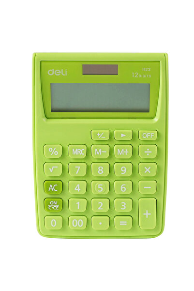 Deli Calculator de buzunar 12 cifre Alb-Verde 1122