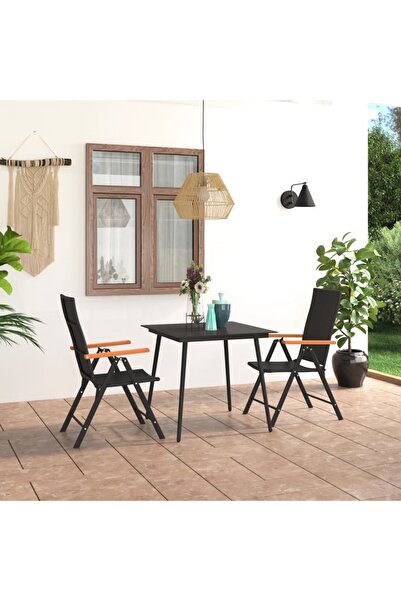 Concept Set mobilier de grădină, 3 piese, negru și maro