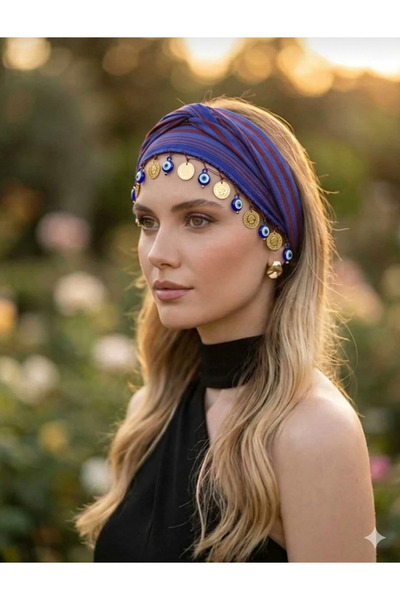ASYA PAZARLAMA Black Sea Burgundy Blue Evil Eye cu margele și Lira Keshan, eș...