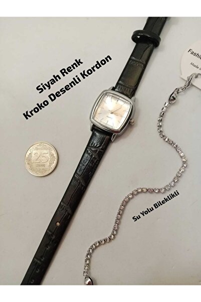 Brality Retro Minimal Vintage Women's Wristwatch... Silver Color Case... Blac...